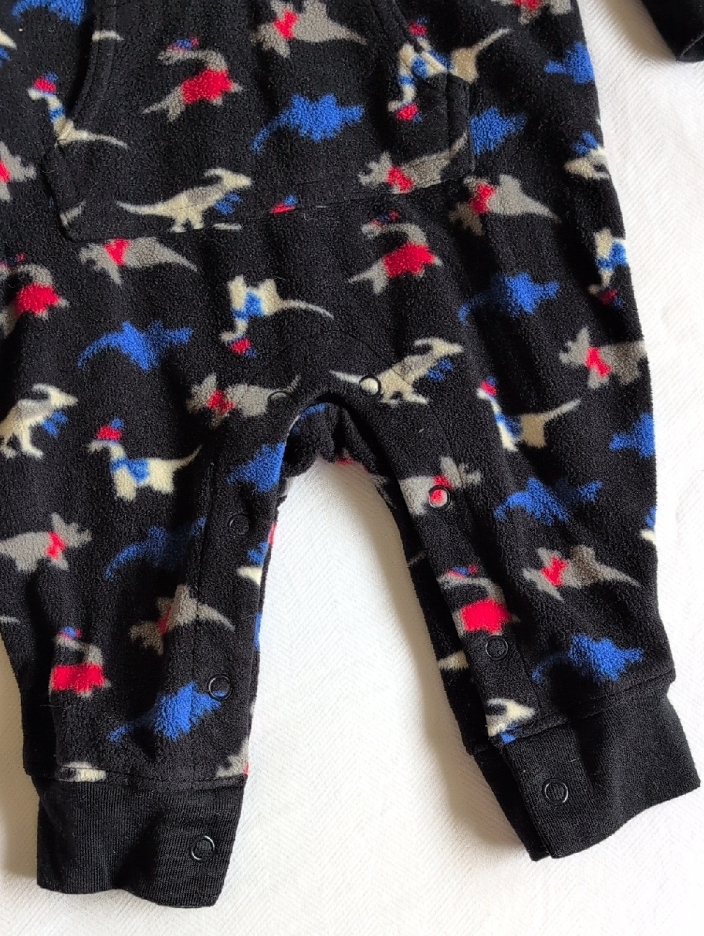 joe fresh dinosaur winter fleece jumpsuit black 3-6 months baby boy - Picture 3 of 6